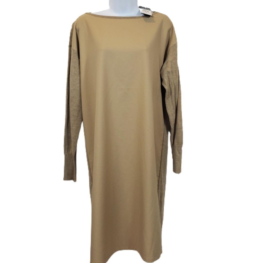 LAUREN RALPH LAUREN Womens Long Sleeve Khaki Midi